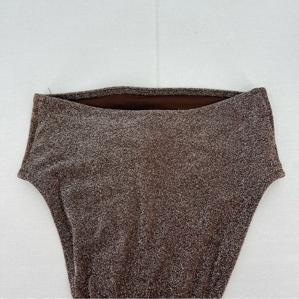 NWT skims chocolate brown metallic shimmer highwaisted bikini bottoms XXS beach